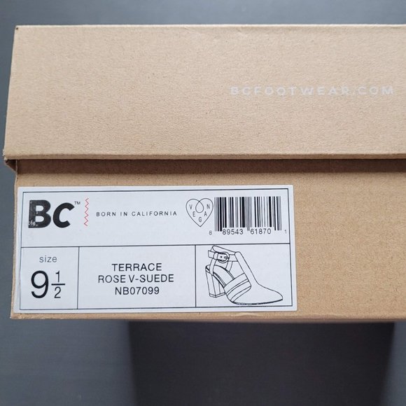 NIB BC Footwear vegan Terrace Rose Suede tstrap block heels - Picture 5 of 6